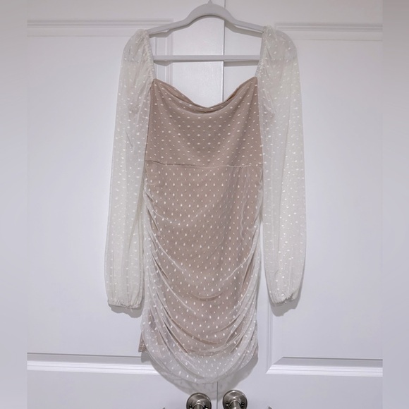 SHEIN Nude Lace Mini Dress SZ L NWOT - Picture 3 of 4